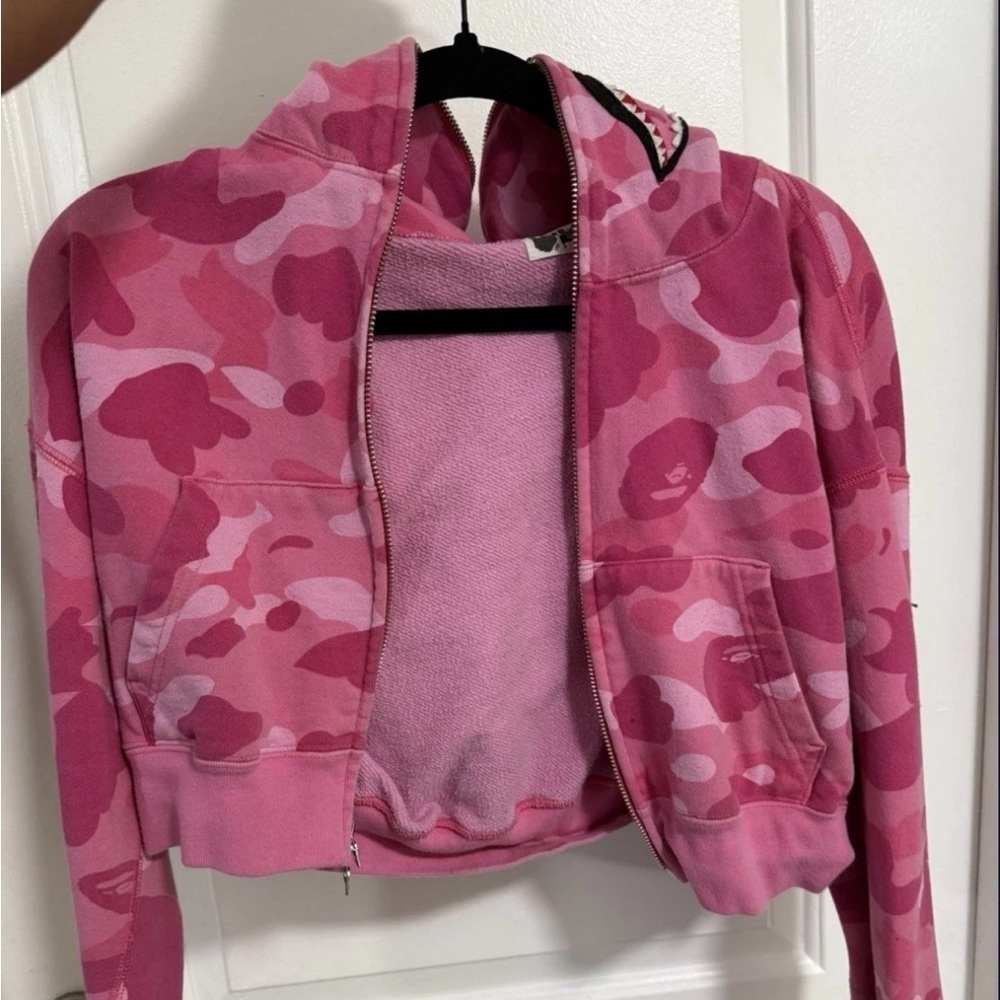 BAPE cropped camo full zip hoodie